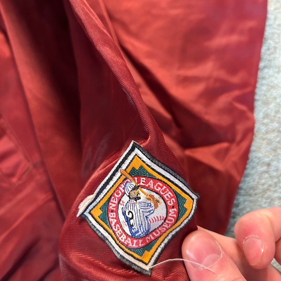 90s New York Yankees Negro Baseball League Red Satin Starter Style Jacket 2XL - Picture 4 of 7